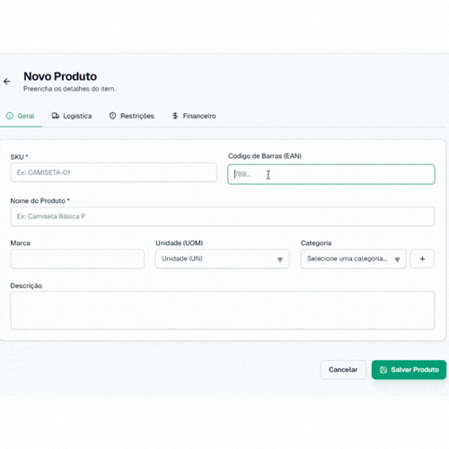 Cadastre Produtos (5 min)